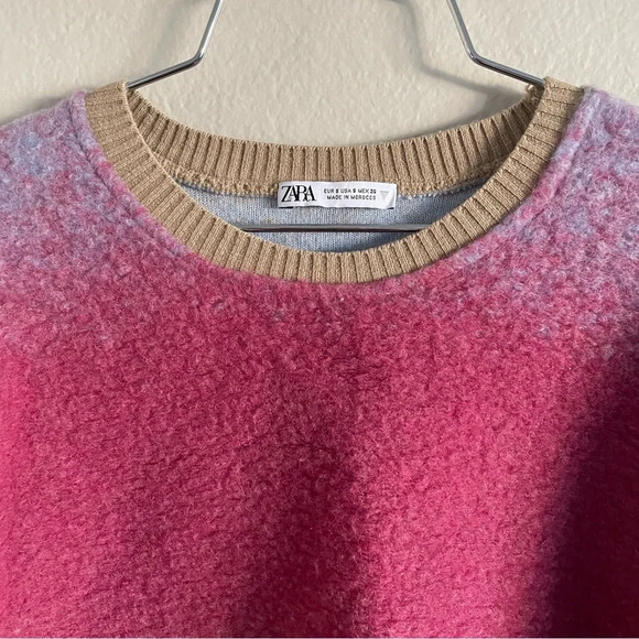 Zara Soft Tie Dye Sweatshirt Sweater Wool Blend Long Sleeve Round Neck, Size S - Picture 7 of 16